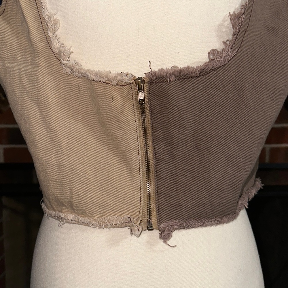 NASTY GAL Patchwork Frayed Seam Corset Cropped Top size Large - Picture 6 of 8